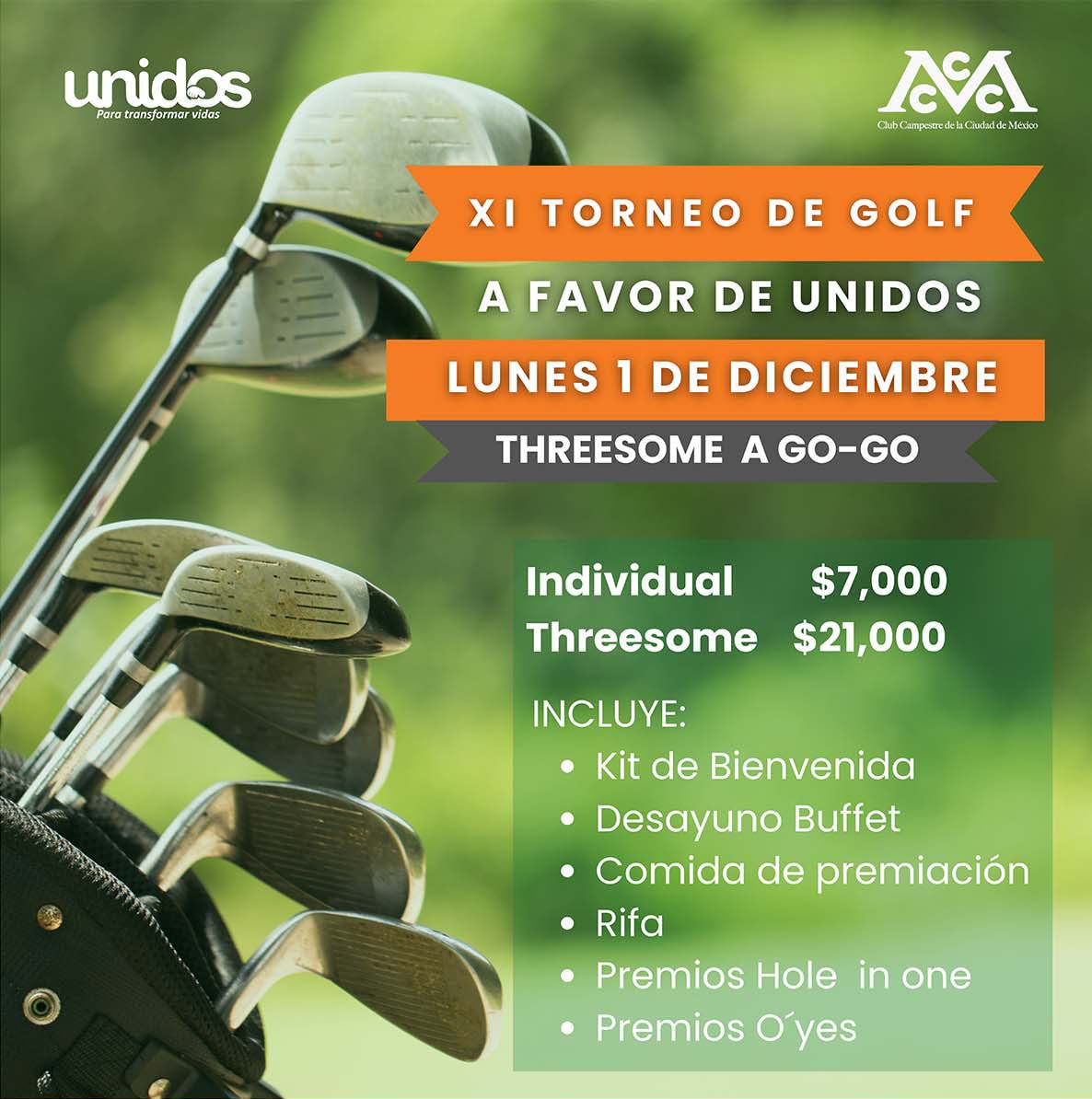 Flyer Torneo de Golf Unidos diciembre 1 Torneo de Golf por Unidos